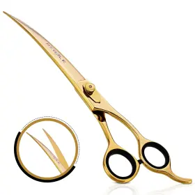 Regale Barber Supply 717931448152 Professional 9.5 Inch Golden Curved Scissors Long Blade Hair Cutting Shears