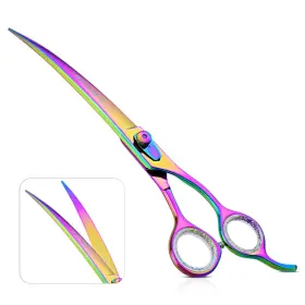 Regale Barber Supply 717931448169 Professional Curved Scissors 9.5 Inch Rainbow Hair Cutting Shears