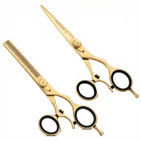 Regale Barber Supply 780518410996 Professional Gold Swivel Thumb Shear Set -