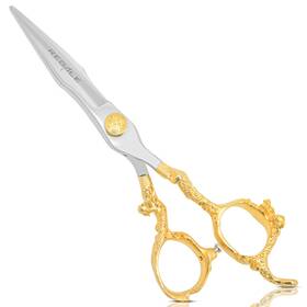 Regale Barber Supply 780518411030 7inch Hand Crafted Engraved Handle Japanese Blade Gold With Mirror Finish Shear