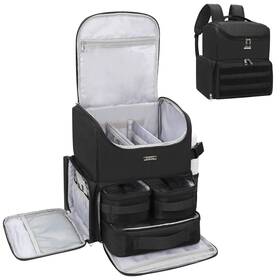Relavel 250430 Makeup Backpack Large Bag With 3 Clear Set Bags Dual Layer Pr