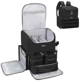 250430 Relavel Makeup Backpack Large Bag With 3 Clear Set Bags Dual Layer Pr