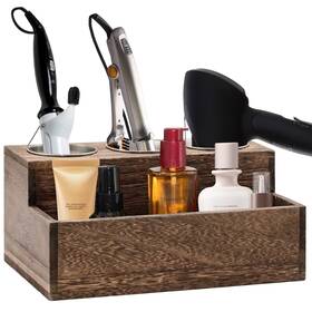Rjmkd 744119149143 Wooden Hair Dryer Holder - Rustic Tools Organizer With 3 Circular Holes