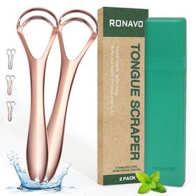 Ronavo 762704738923 Tongue Scraper Elegant In Rose Gold Cleaner For Wome