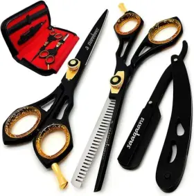Saaqaans 686437035930 Professional Barber Shears Kit Tools - Hair Cutting Scissors Set For