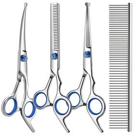 Saccison Jd4jt-1 Professional 4 In 1 Dog Cat Grooming Scissors Kit With Safety Round Tips Sha