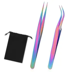 4bsdpsbq Salbsever 569623 1 2pcs Precision Nail Art Eyelash Extension Tweezers - Stainless Steel False La
