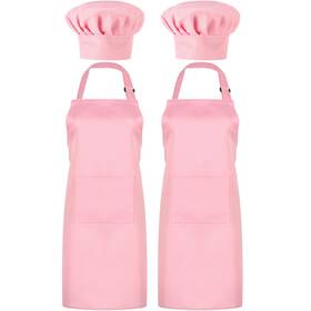 Satinior Sh-satinior-6501 2 Sets Chef Hats And Aprons With Pockets Kicthen Cooking Baking Ap