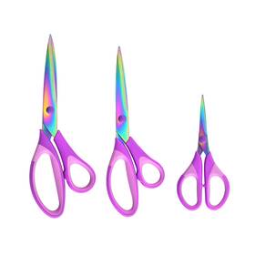 Scaiktig Tgf-103 Craft Scissors Set Of 3 Pack All Purpose Sharp Titanium Blades Shears Comfo