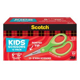 Scotch 7100086943 12pk Kids Scissors 1442p-12 5 Inch Green Pointed