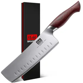 Szes-2024-003-11 Shan Zu 7 Inch Nakiri Knife Japanese 10cr15mov High Carbon Stainless Steel C