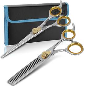 Sharf 701698575763 Gold Touch Barber Kit 6.5 Inch Straight Shears And 30-tooth T