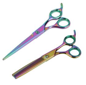 Sharf 701698575817 Professional Dog Groomer Kit - Rainbow Straight Scissor And 42 Teteth Thinn Inch
