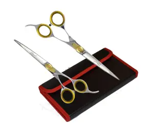 Sharf 701698575824 Professional Pet Shears Kit Gold Touch Dog Grooming 7.5 Inch Curved Sh