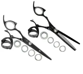 Lprssbk62 Shark Fin Branded Lprssbk62/28 Sharkfin Left Handed Scissors Professional Super Swivel Black Set 6.25 Inch Shear &