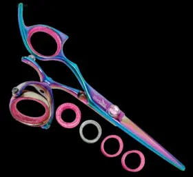 Lprssrb62 Shark Fin Branded Lprssrb62/ 40 Sharkfin Left Handed Scissors Professional Super Swivel Rainbow Set 6.25 Inch Shear