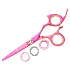 Rppbtpl55 Shark Fin Branded Sharkfin Right Handed Scissors Professional Non-swivel Pink 5.5 Inch Shear
