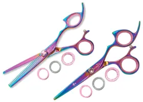 Rppbtrb70 Shark Fin Branded Rppbtrb70/28 Sharkfin Right Handed Scissors Professional Non-swivel Rainbow 7.0 Inch Shear And 28