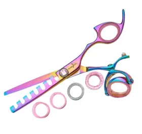 Rppssrb07 Shark Fin Branded Sharkfin Right Handed Scissors Professional Super Swivel Rainbow 7 Tooth Chunker Rppssrb07 Shark Fin Branded Sharkfin Right Handed Scissors Professional Super Swivel Rainbow 7 Tooth Chunker