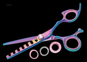 Rprbtrb07 Shark Fin Branded New Sharkfin 7 Tooth Right Hand Professional Non-swivel Rainbow Scissor Shears
