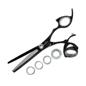 Rprssbk28 Shark Fin Branded Sharkfin Right Handed Scissors Professional Super Swivel Black 28 Tooth Thinner