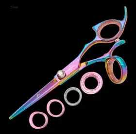 Rprswrb50 Shark Fin Branded New Sharkfin 5 Inch Right Hand Professional Line Swivel Rainbow Scissor Shears