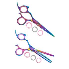 Shark Fin Lppbtrb55/15 Sharkfin Left Professional Plus Nonswivel Rainbow 5.5 Shear And 15t Texturizer Set