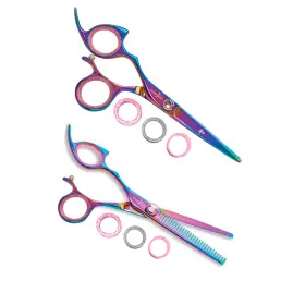 Lppbtrb55 Shark Fin Lppbtrb55/28 Sharkfin Professional Plus Left Non-swivel Rainbow 5.5 Inch Shear And 28t Thinner Set