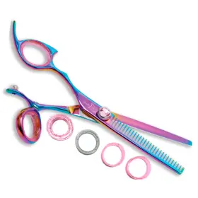 Lppswrb28 Shark Fin Sharkfin Shears Professional Plus Left Hand Swivel Rainbow 28 Tooth Thinner
