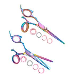 Shark Fin Lppswrb50/15 Sharkfin Professional Plus Left Swivel Rainbow 5 Inch Shear And 15tooth Texturizer Set