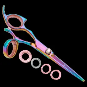 Lppswrb55 Shark Fin Lppswrb55/15 Sharkfin Professional Plus Left Swivel Rainbow 5.5 Inch Shear And 15t Texturizer Set