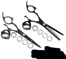 Shark Fin Lprssbk55/28 Sharkfin Professional Left Super Swivel Black 5.5 Inch Shear And 28 Tooth Thinner Set