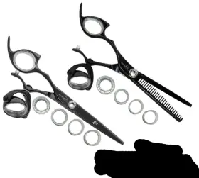 Lprssbk55 Shark Fin Lprssbk55/28 Sharkfin Professional Left Super Swivel Black 5.5 Inch Shear And 28 Tooth Thinner Set