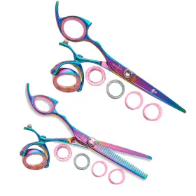 Lprssrb55 Shark Fin Lprssrb55/28 Sharkfin Professional Left Rainbow Super Swivel 5.5 Shear And 28 Tooth Thinner Set