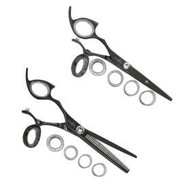 Shark Fin Lprswbk55/40 Sharkfin Professional Left Hand Swivel Black 5.5 Inch Shear And 40 Tooth Blender Set