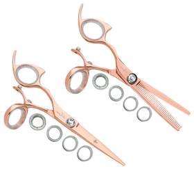 Shark Fin Lprswrg62/40 Sharkfin Professional Left Swivel Rose Gold 6.25 Inch Shear And 40 Tooth Blender Set