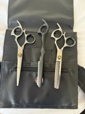 Prmabtsl60 Shark Fin Japanese Steel Salon Scissors Set With Razor Comb Thinning Shears