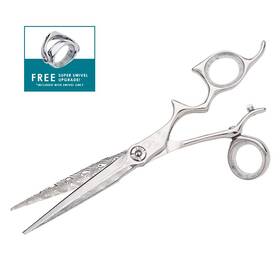 Shark Fin Rdadfss55 Sharkfin Damascus Right Handed Swivel 5.5 Inch Shears With Super Attachment