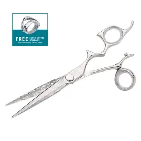 Rdadfsw62 Shark Fin Sharkfin Shears Damascus Steel Right Handed Super Swivel 6.25 Inch Scissors