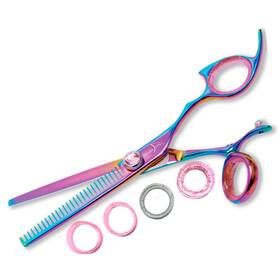 Shark Fin Rppswrb28 Sharkfin Shears Professional Plus Right Handed Swivel Rainbow 28 Tooth Thinner