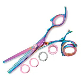 Rprssrb28 Shark Fin Sharkfin Shears Professional Right Handed Super Swivel Rainbow 28 Tooth Thinner