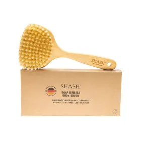 1869 Shash 853649008421 Since Hand Made In Germany - Smooth 100% Boar Bristle Body Brush Gently