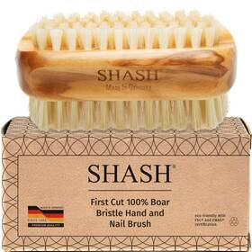 Shash 853649008476 Made In Germany - 100% First Cut Boar Bristle Nail Brush Gently Remov