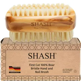 Shash 853649008476 Made In Germany - 100% First Cut Boar Bristle Nail Brush Gently Remov