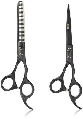 Shearsdirect 637801379228 Black Titainium Japanese Stainless Steel Scissors Cutting Shear And Tooth Thi