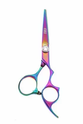 Shearsdirect 637801379471 Japanese Stainless Steel Scissors Rainbow Titainium Offset Ergon