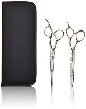 Shearsdirect 704660737282 Engraved Flowered Handled Stainless Cutting Shear And Thinner 3