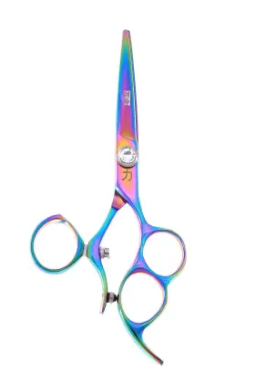 Shearsdirect 704660739118 Shears Direct 5.5 Inch Swivel Shear With 3 Finger Holes Rainbow Titanium 2