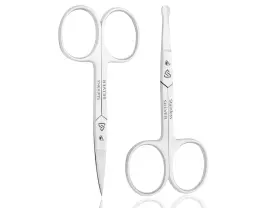 Fs-001 Sillver Facial Hair Small Grooming Scissors For Men Women - Rounded And Curved Eyeb