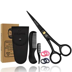 Ms-01 Sillver 5 Inch Professional Beard Mustache Scissors With 1 Comb